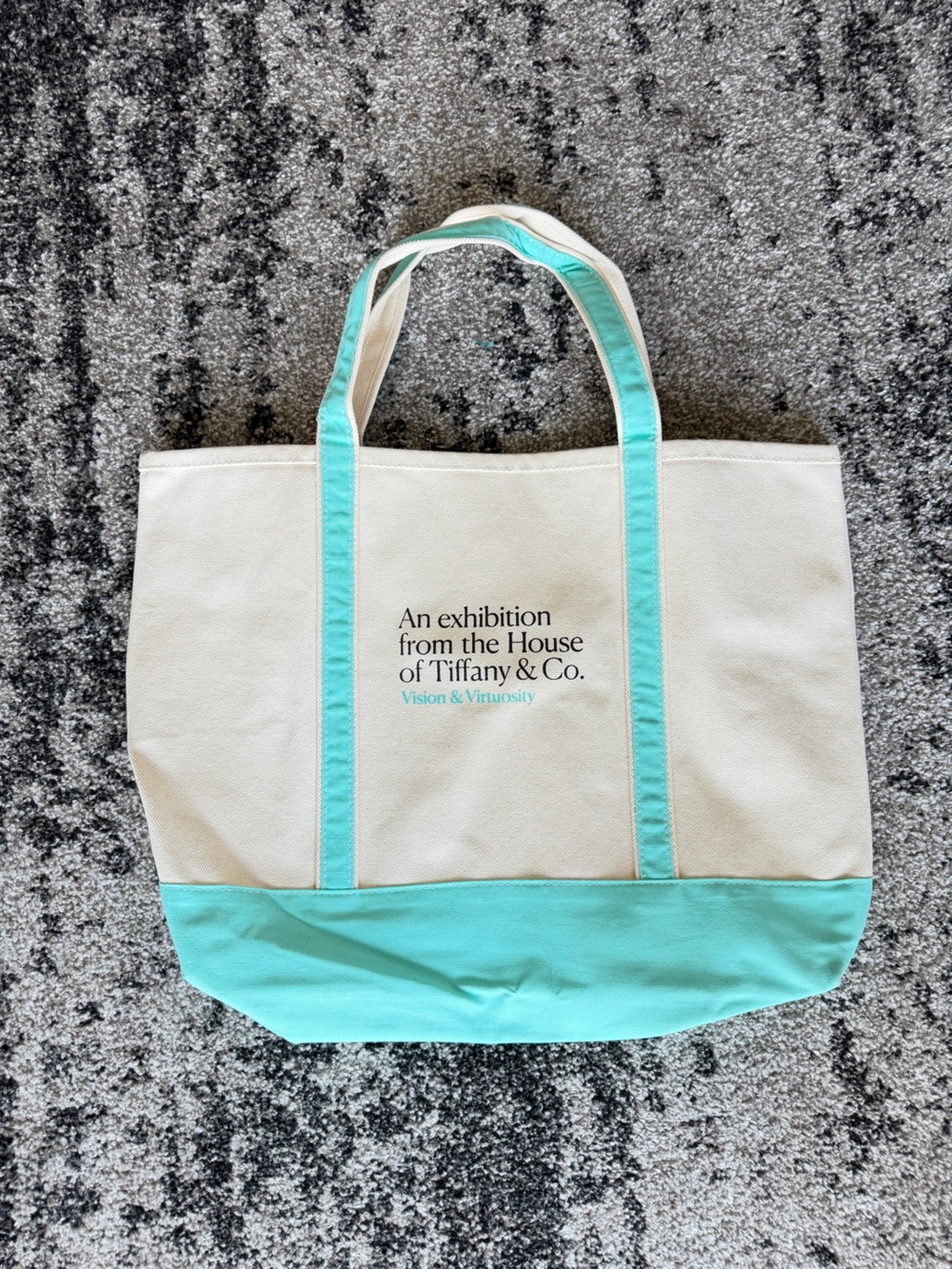 Tiffany & Co. Cream and Turquoise Canvas Shoulder Tote